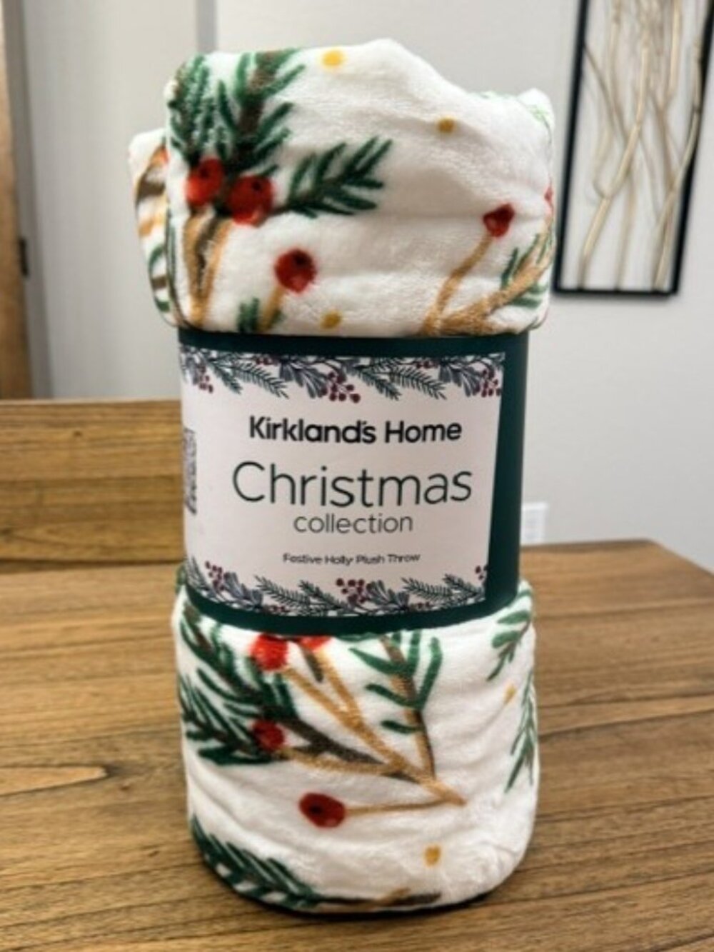 Kirkland's Home Christmas Throw Plush "Festive Holly"